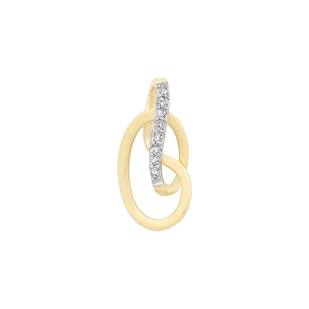9ct Yellow Gold Diamond Oval Twist Pendant