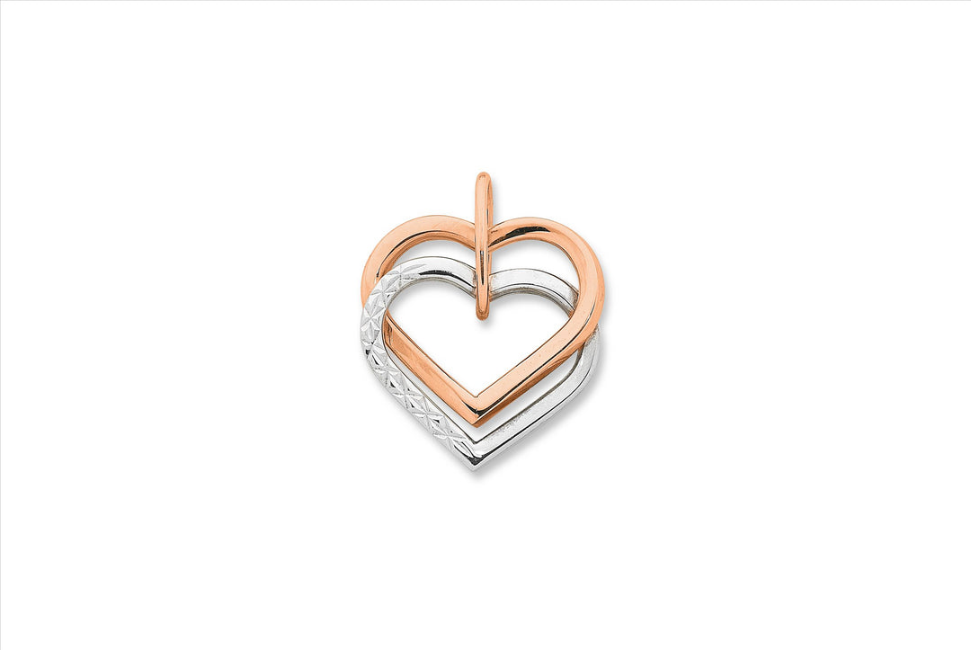 9ct Rose Gold & White Gold Heart Pendant
