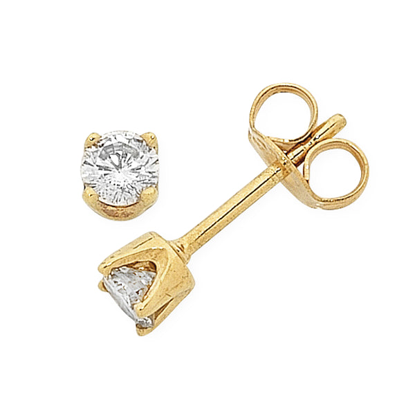 9ct Yellow Gold Diamond Stud Earrings