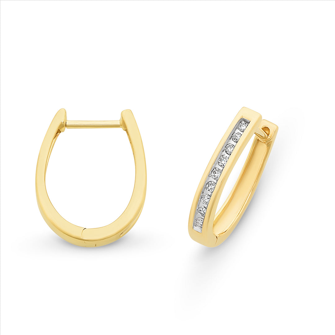 9ct Yellow Gold Diamond Huggie Earrings