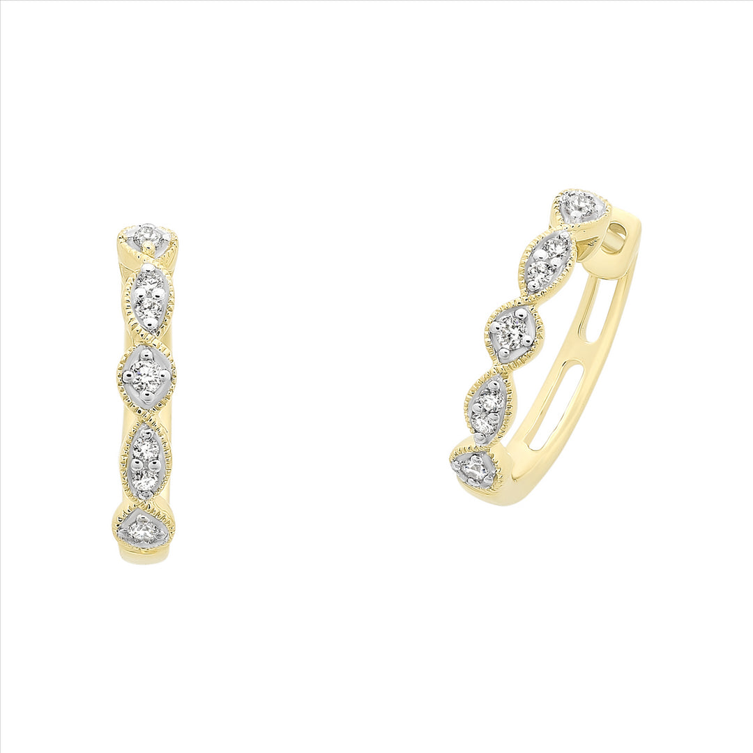 9ct Yellow Gold Diamond Huggie Earrings