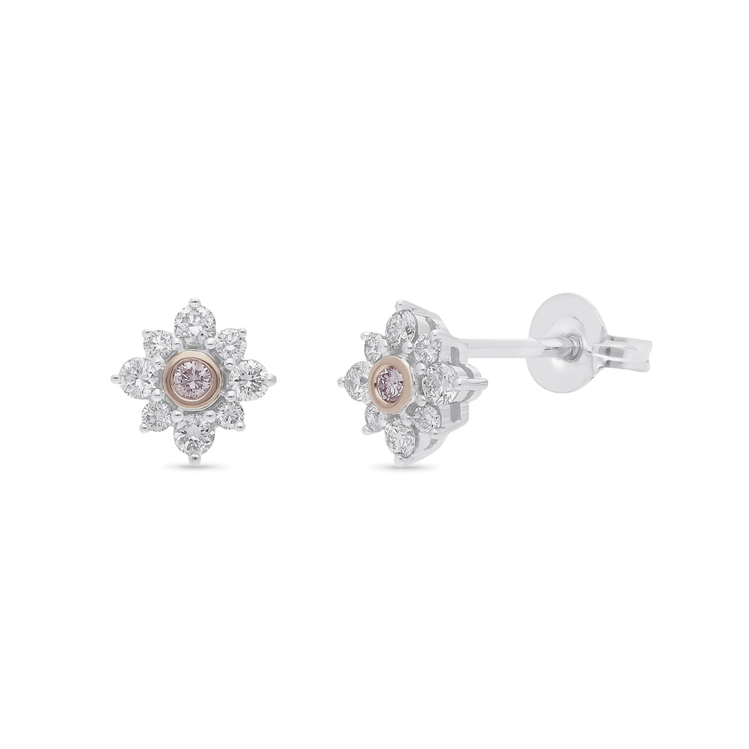 Pink Caviar 9ct White & Rose Gold Argyle Pink Diamond Stud Earrings