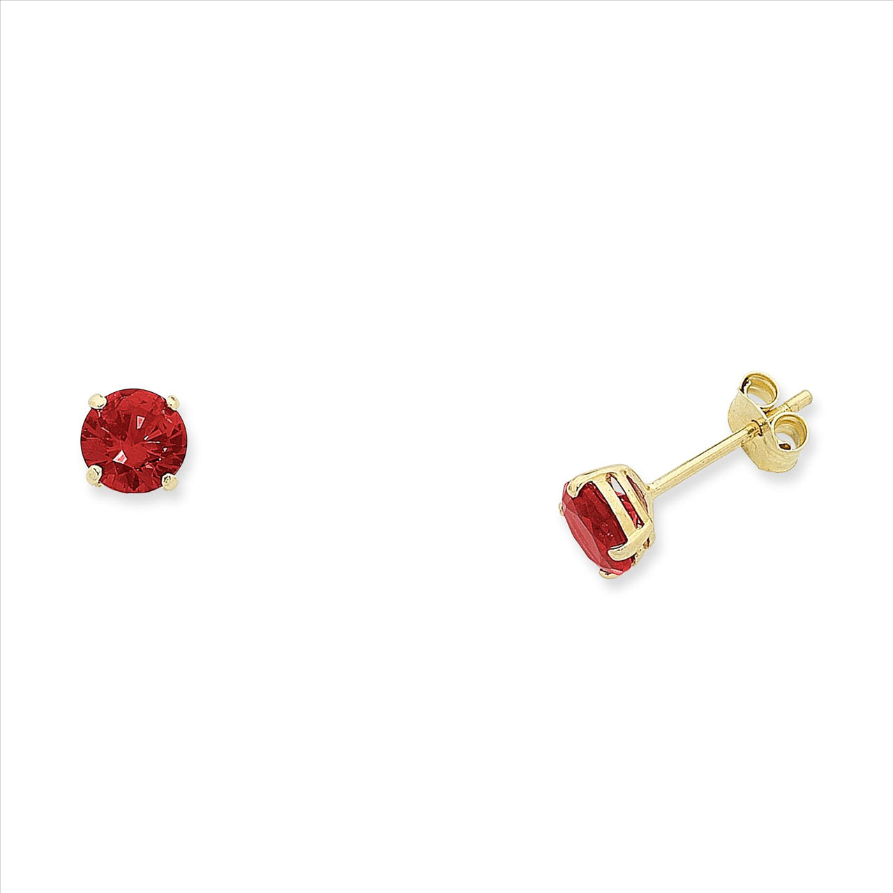 9ct Yellow Gold Natural Ruby Stud Earrings