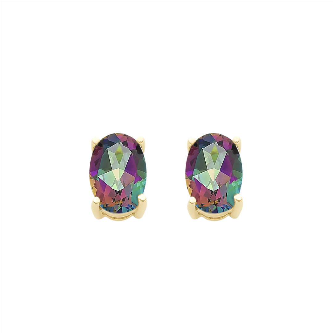 9ct Yellow Gold Mystic Topaz Stud Earrings
