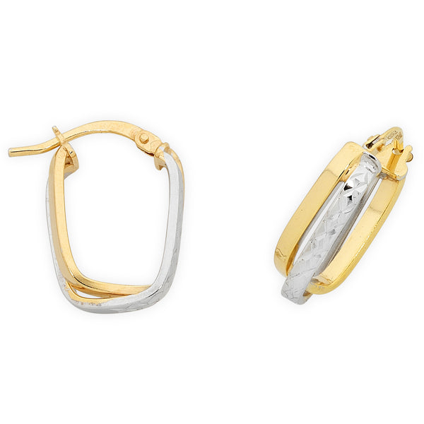 9ct Yellow Gold & White Gold Silver Filled Hoop Earrings