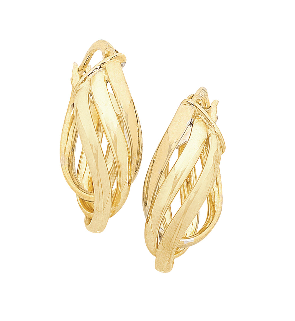 9ct Yellow Gold Silver Filled Wave Hoops