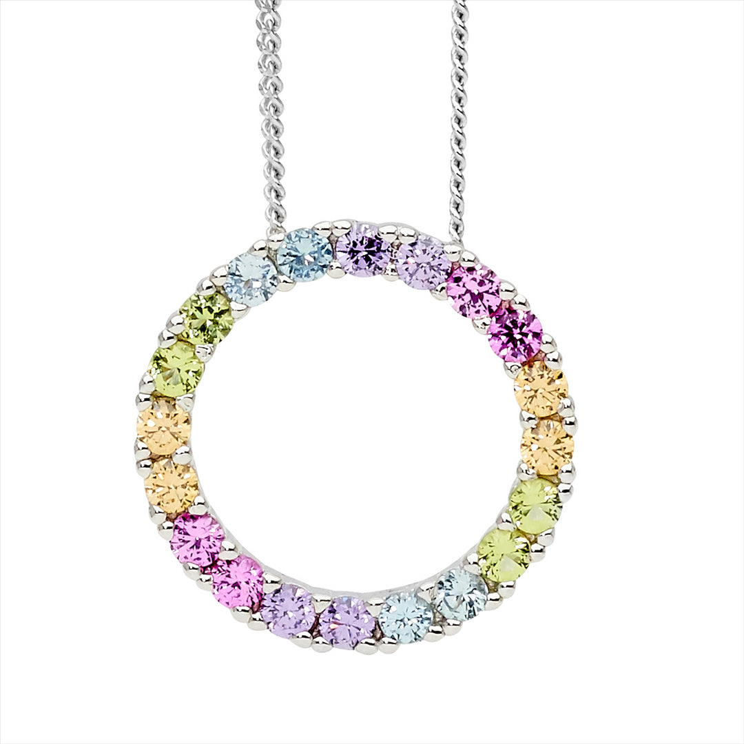 Sterling Silver Cubic Zirconia Circle Necklace