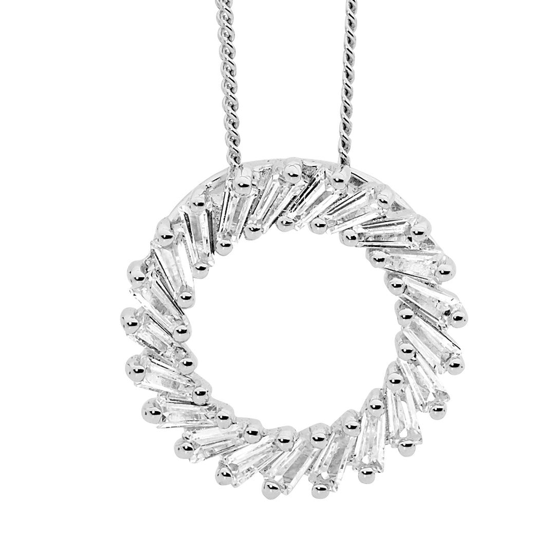 Sterling Silver Cubic Zirconia Circle Necklace