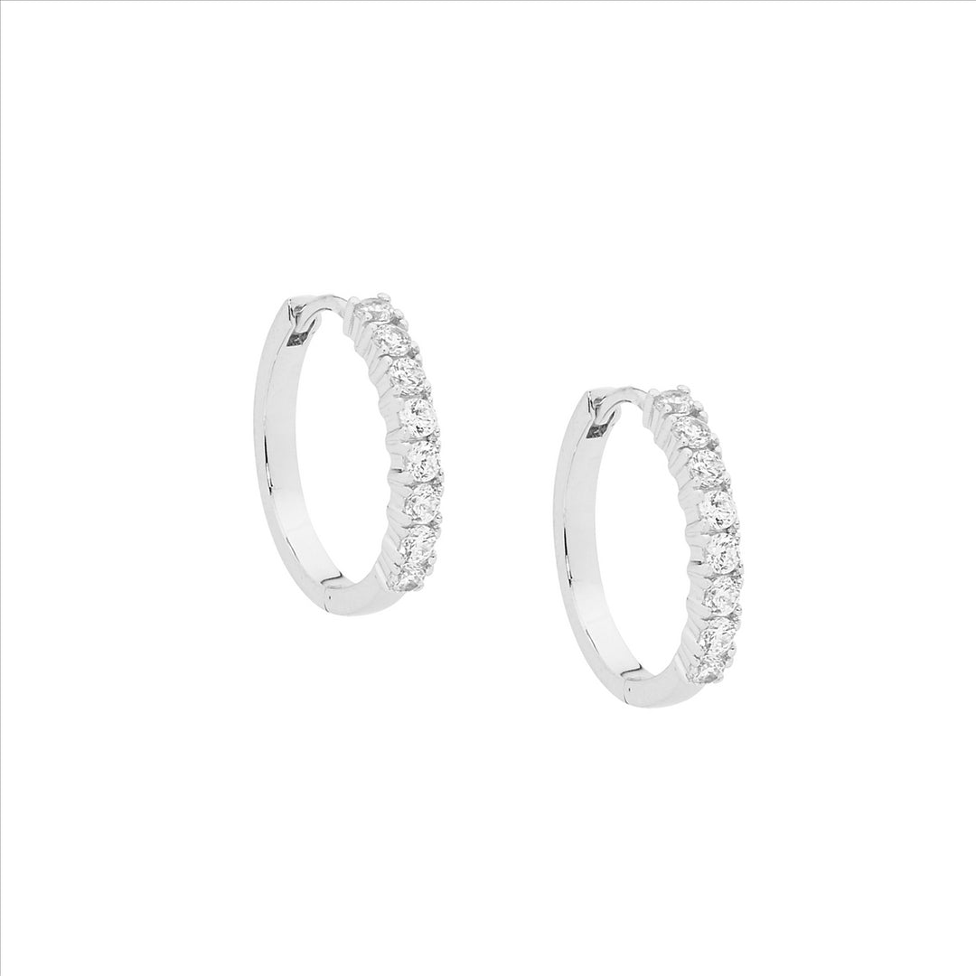 Sterling Silver Cubic Zirconia Huggie Earrings