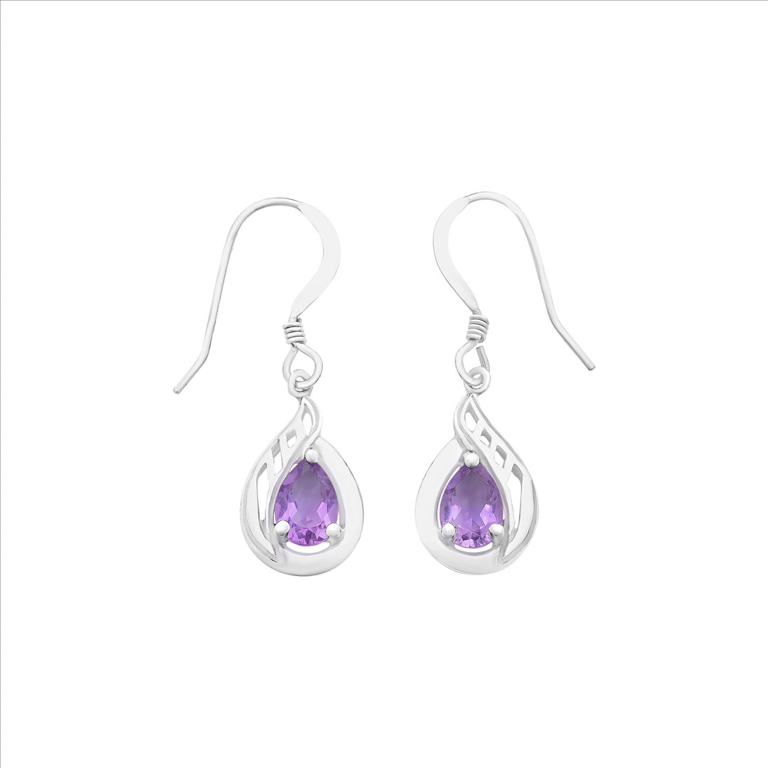 Sterling Silver Amethyst Shepherd Hook Earrings