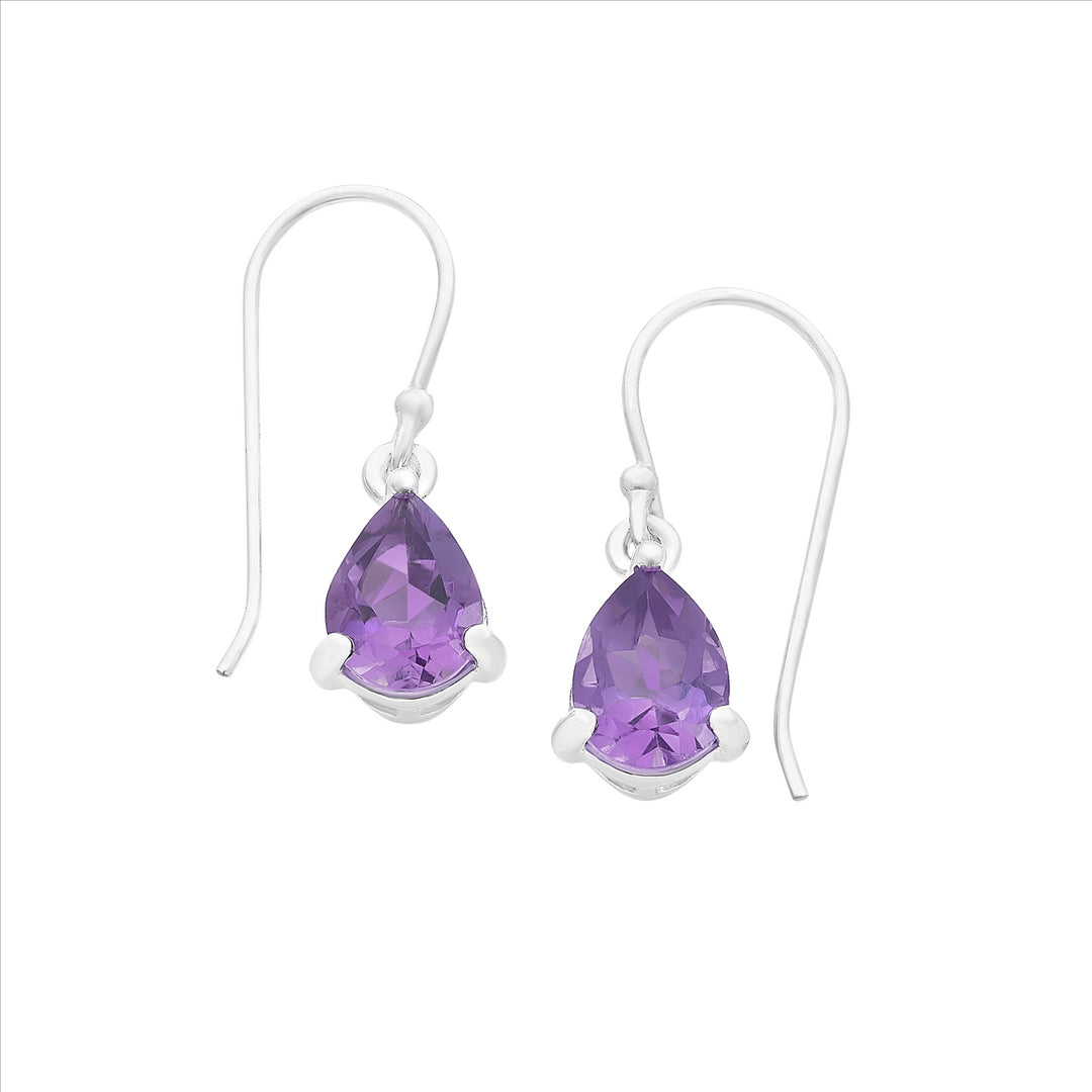 Sterling Silver Amethyst Shepherd Hook Earrings