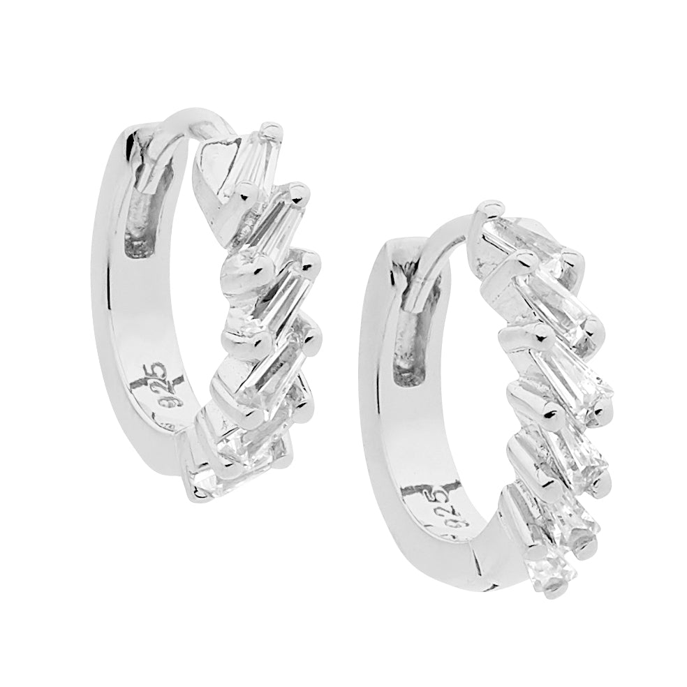 Sterling Silver Cubic Zirconia Huggie Earrings