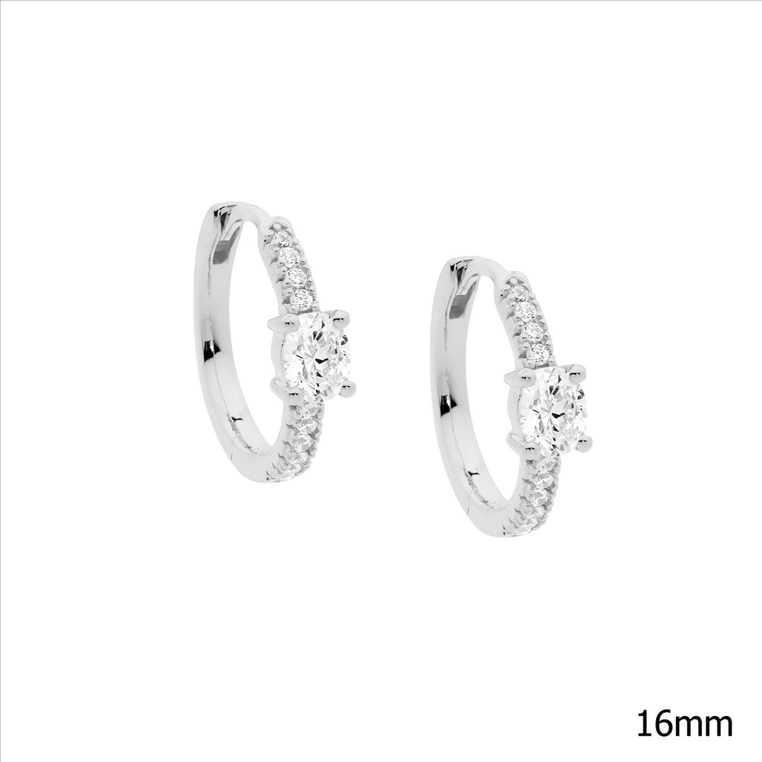 Sterling Silver Cubic Zirconia Huggie Earrings