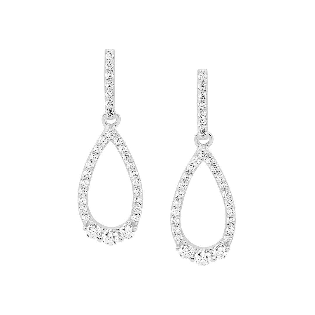 Sterling Silver Cubic Zirconia Teardrop Stud Earrings