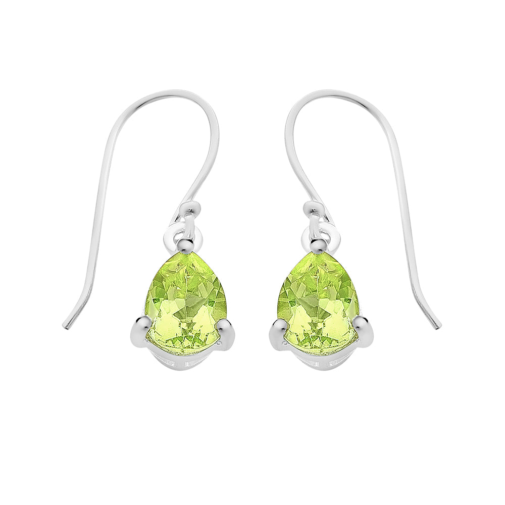Sterling Silver Peridot Shepherd Hook Earrings