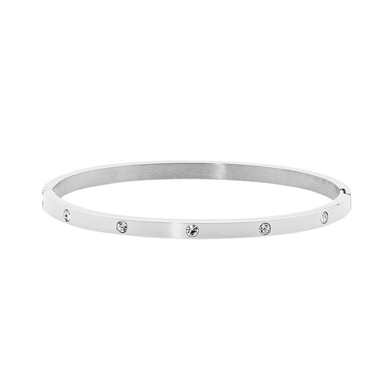 Stainless Steel Cubic Zirconia Bangle