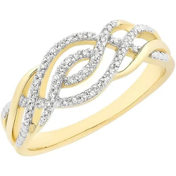 9ct Yellow Gold Diamond Crossover Ring