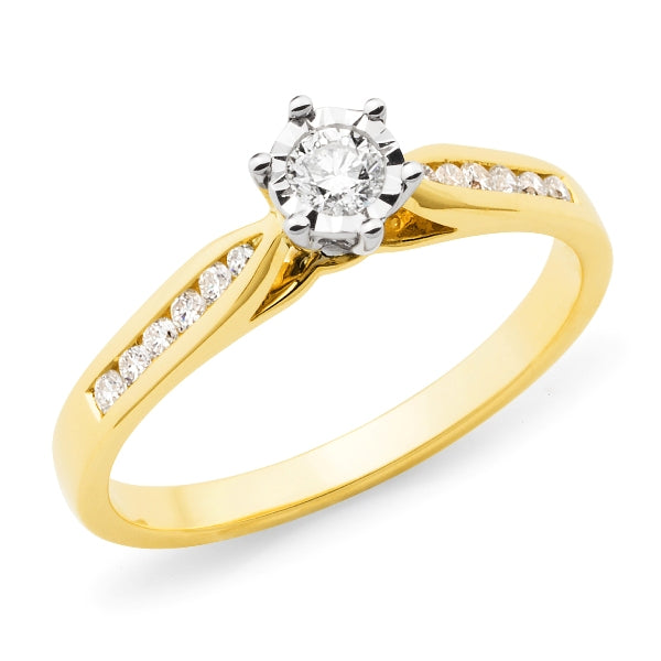 9ct Yellow & White Gold Diamond Engagement Ring