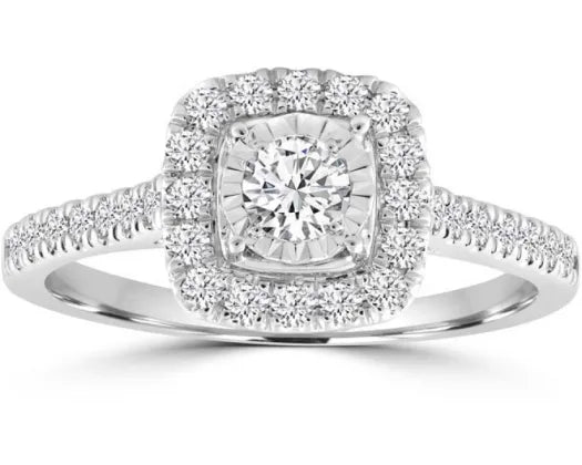 9ct White Gold Diamond Engagment Ring