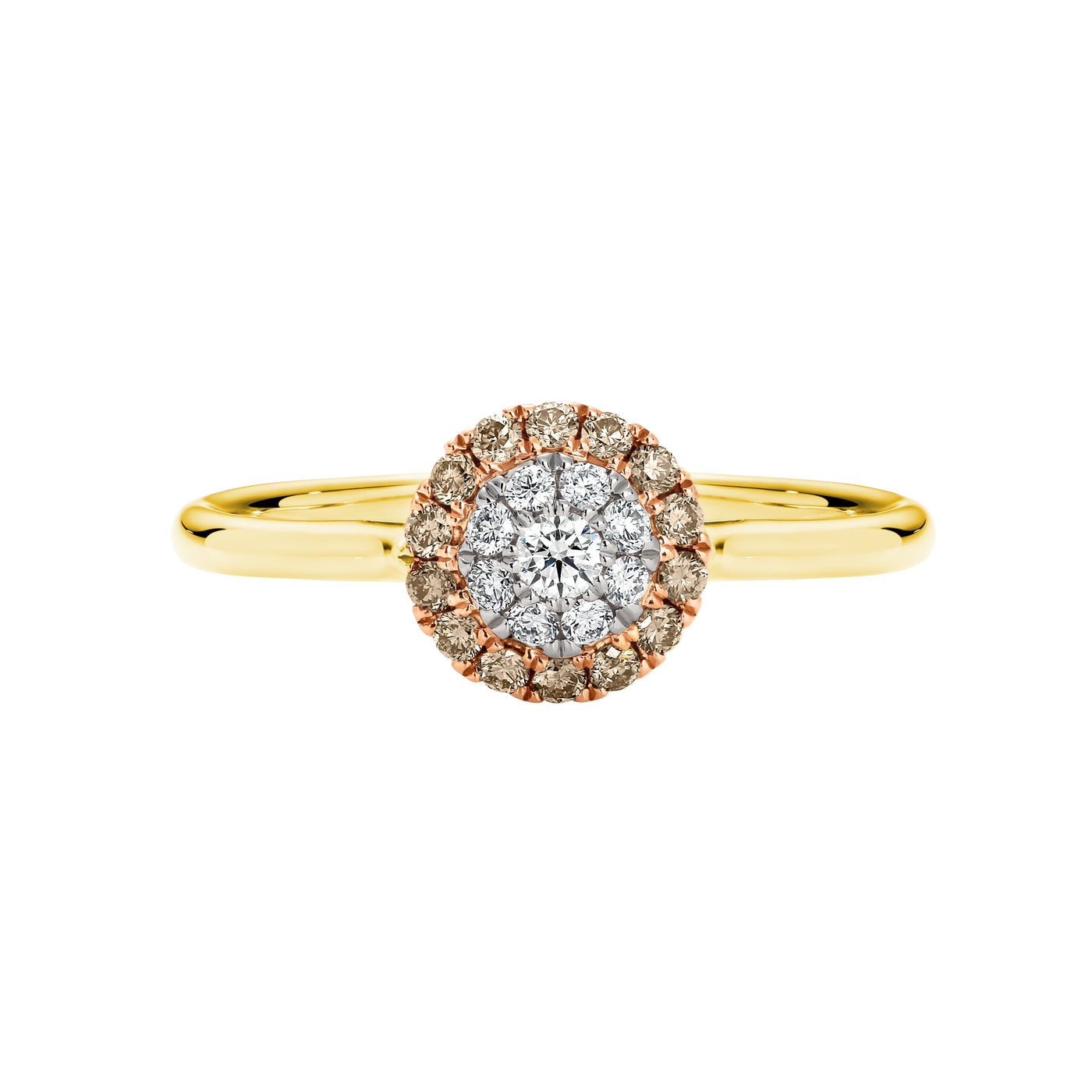 9ct Yellow, Rose & White Gold Chocolate Diamond Ring