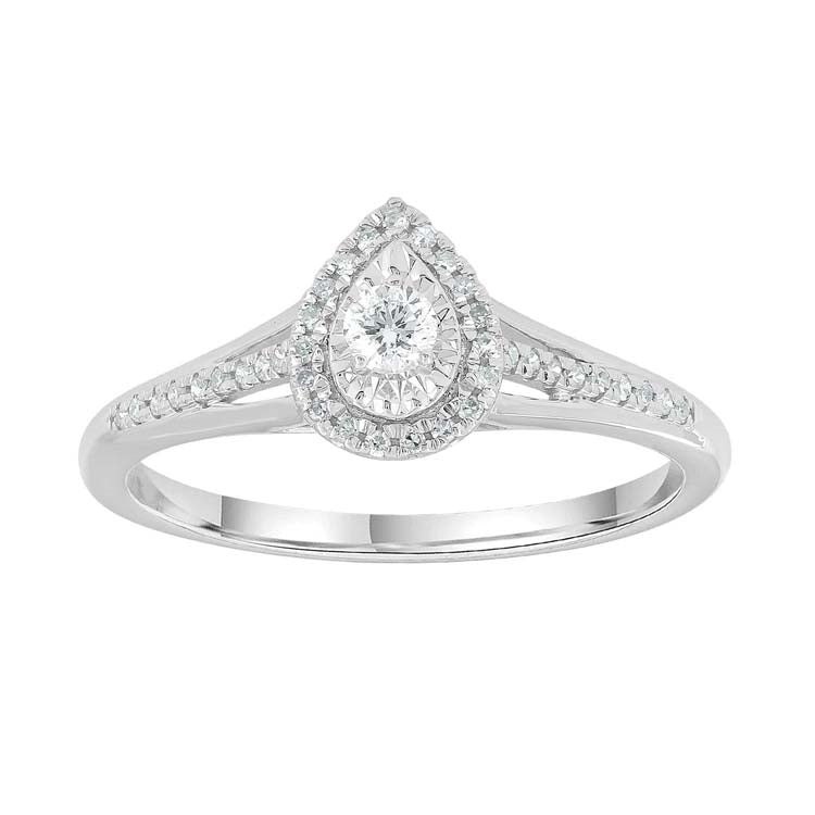 9ct White Gold Halo Diamond Engagement RIng