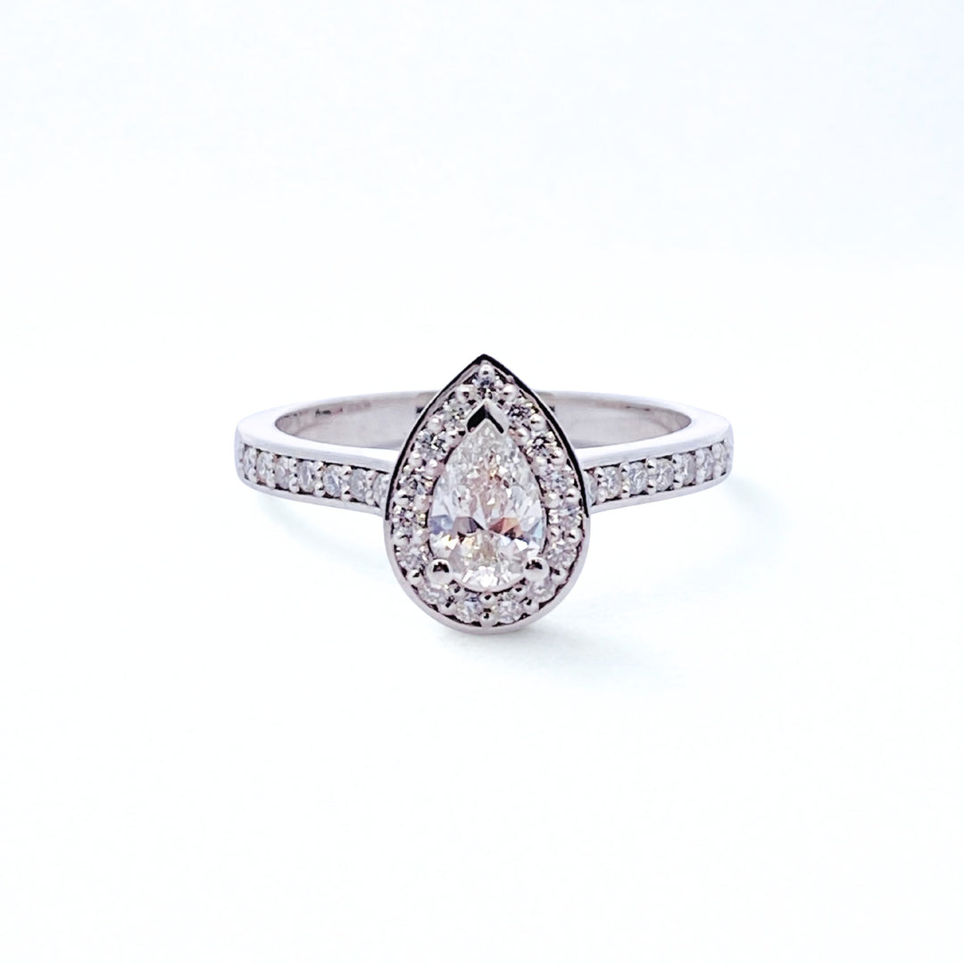 Custom Made Platinum Pear Diamond Engagement Ring