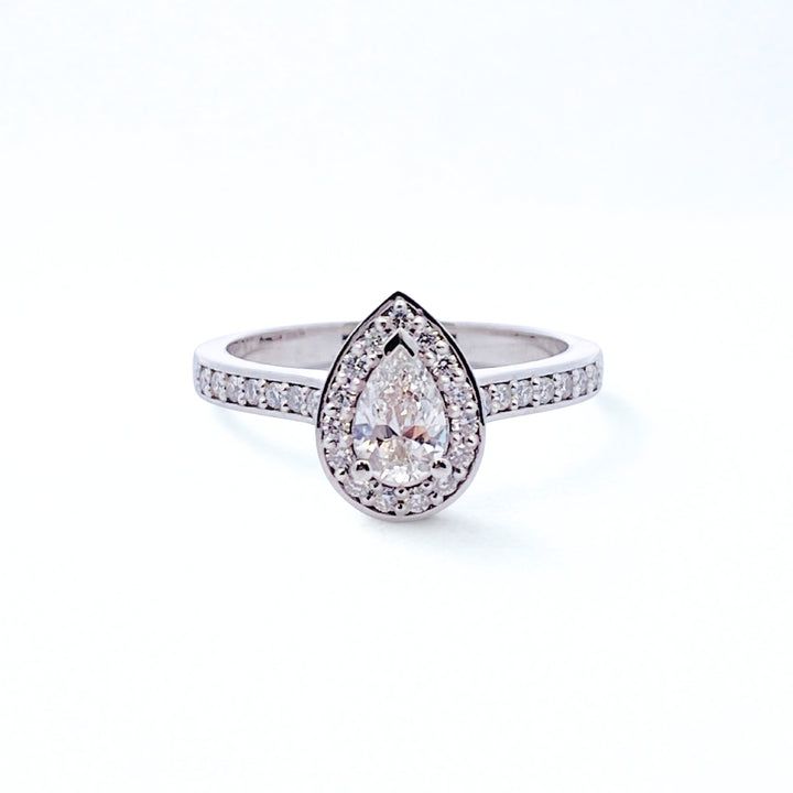 Custom Made Platinum Pear Diamond Engagement Ring