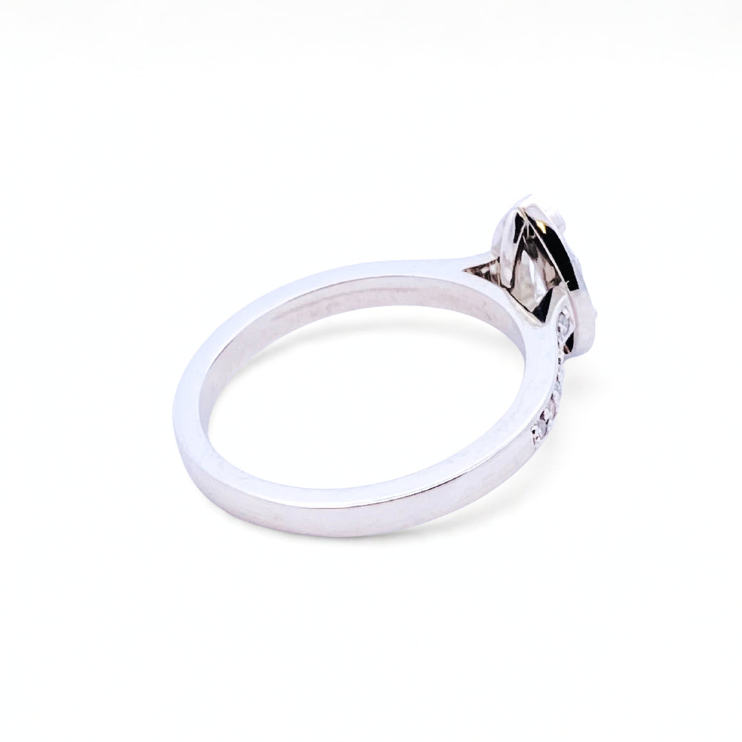 Custom Made Platinum Pear Diamond Engagement Ring