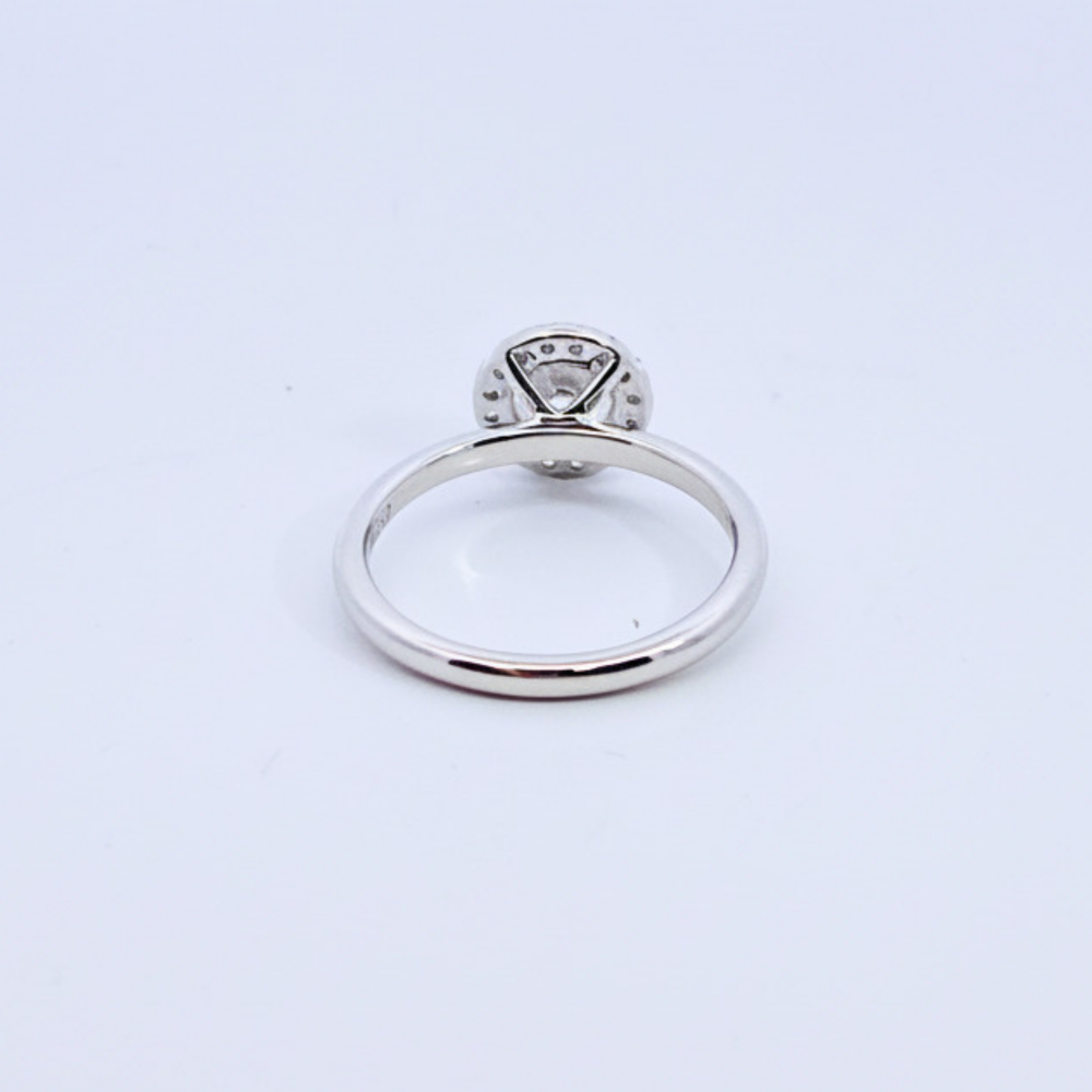 9ct White Gold Round Brilliant Cut Diamond Halo Engagement Ring