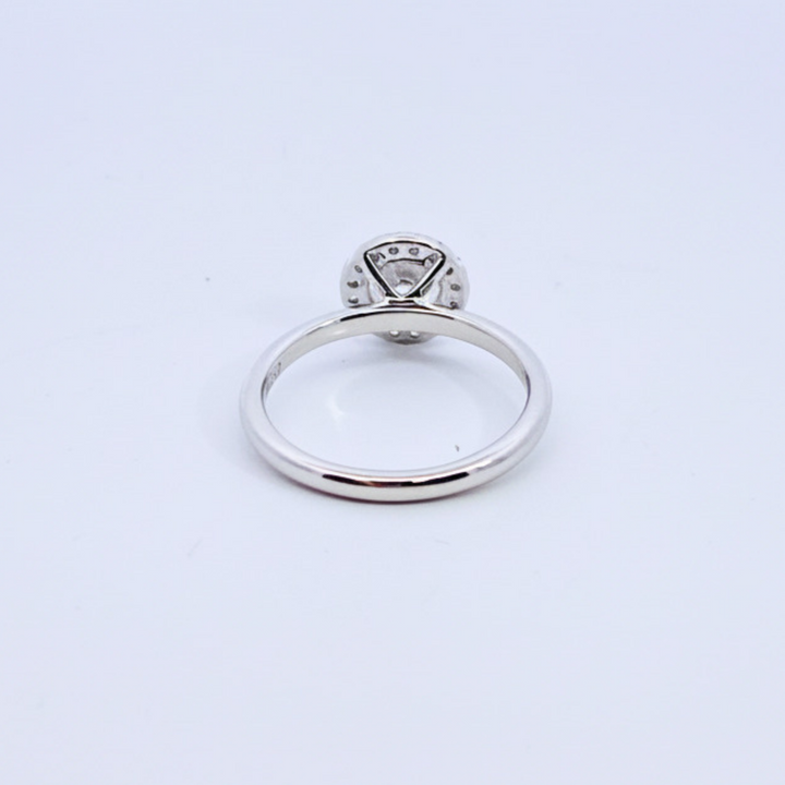 9ct White Gold Round Brilliant Cut Diamond Halo Engagement Ring