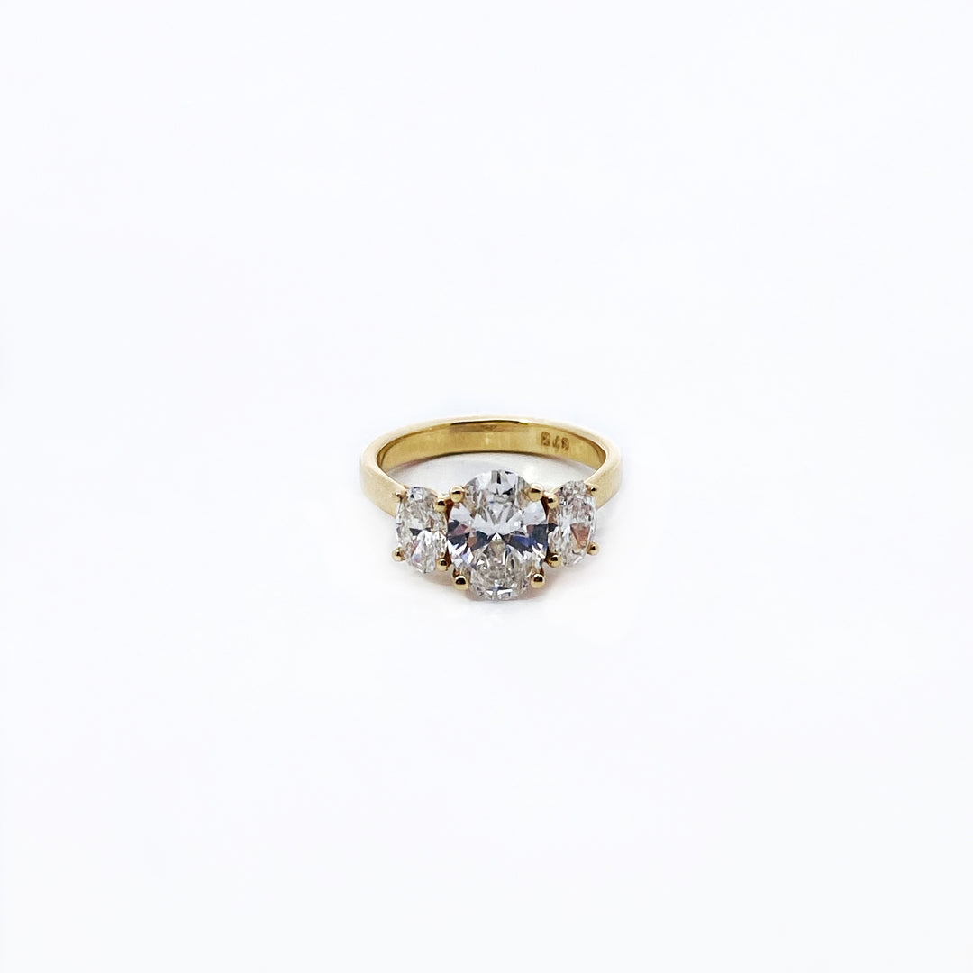 9ct Yellow Gold Lab Grown Diamond Trilogy Ring