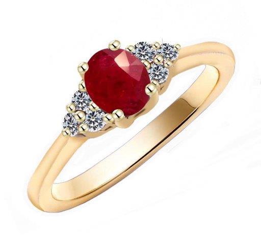 9ct Yellow Gold Ruby & Diamond RIng