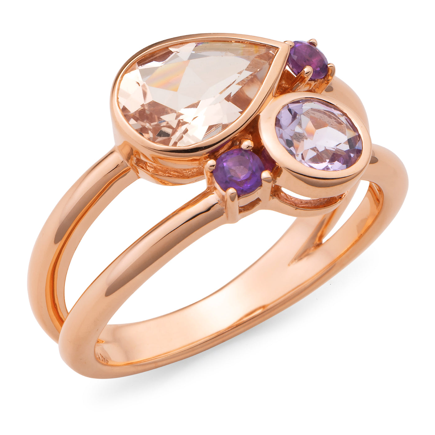 9ct Rose Gold Ameythst & Morganite Ring