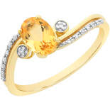 9ct Yellow Gold Oval Citrine & Diamond Dress Ring