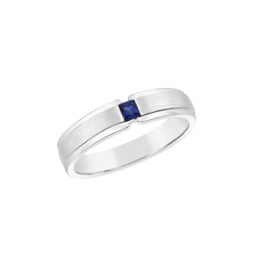 Sterling Silver & Natural Blue Sapphire Gents Dress Ring