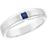 Sterling Silver & Natural Blue Sapphire Gents Dress Ring