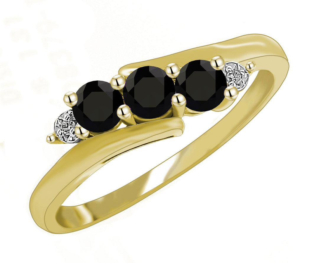 9ct Yellow Gold Sapphire & Diamond Trilogy Ring