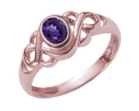 9ct Rose Gold Amethyst Filagree Ring