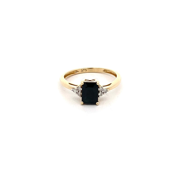 9ct Yellow Gold Sapphire & Diamond Ring