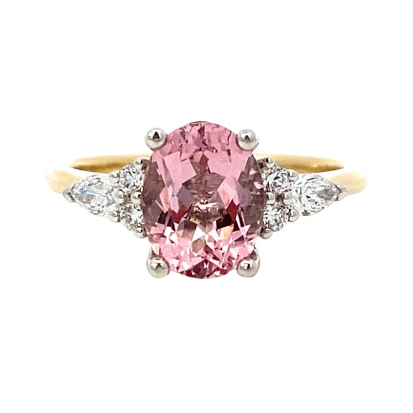 9ct Yellow & White Gold Morganite & Lab Grown Diamond Ring