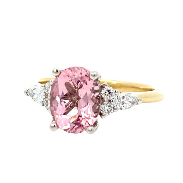 9ct Yellow & White Gold Morganite & Lab Grown Diamond Ring