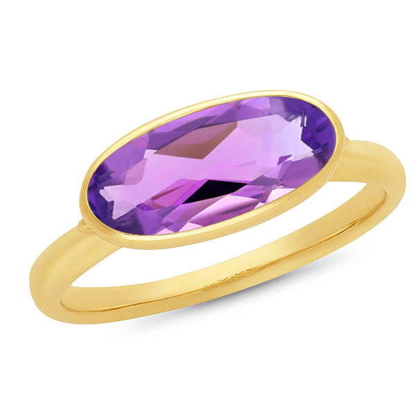 9ct Yellow Gold Amethyst Ring