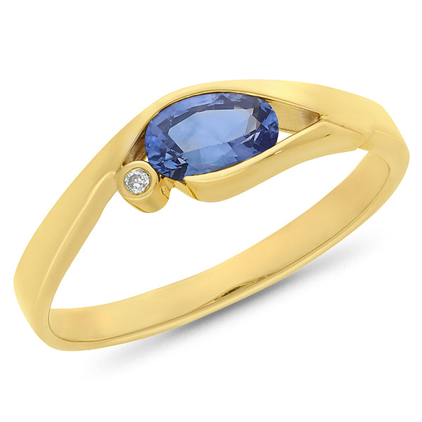 9ct Yellow Gold Celyon Sapphire & Diamond Ring