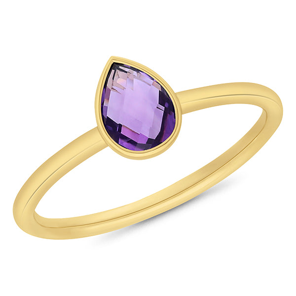 9ct Yellow Gold Amethyst Ring