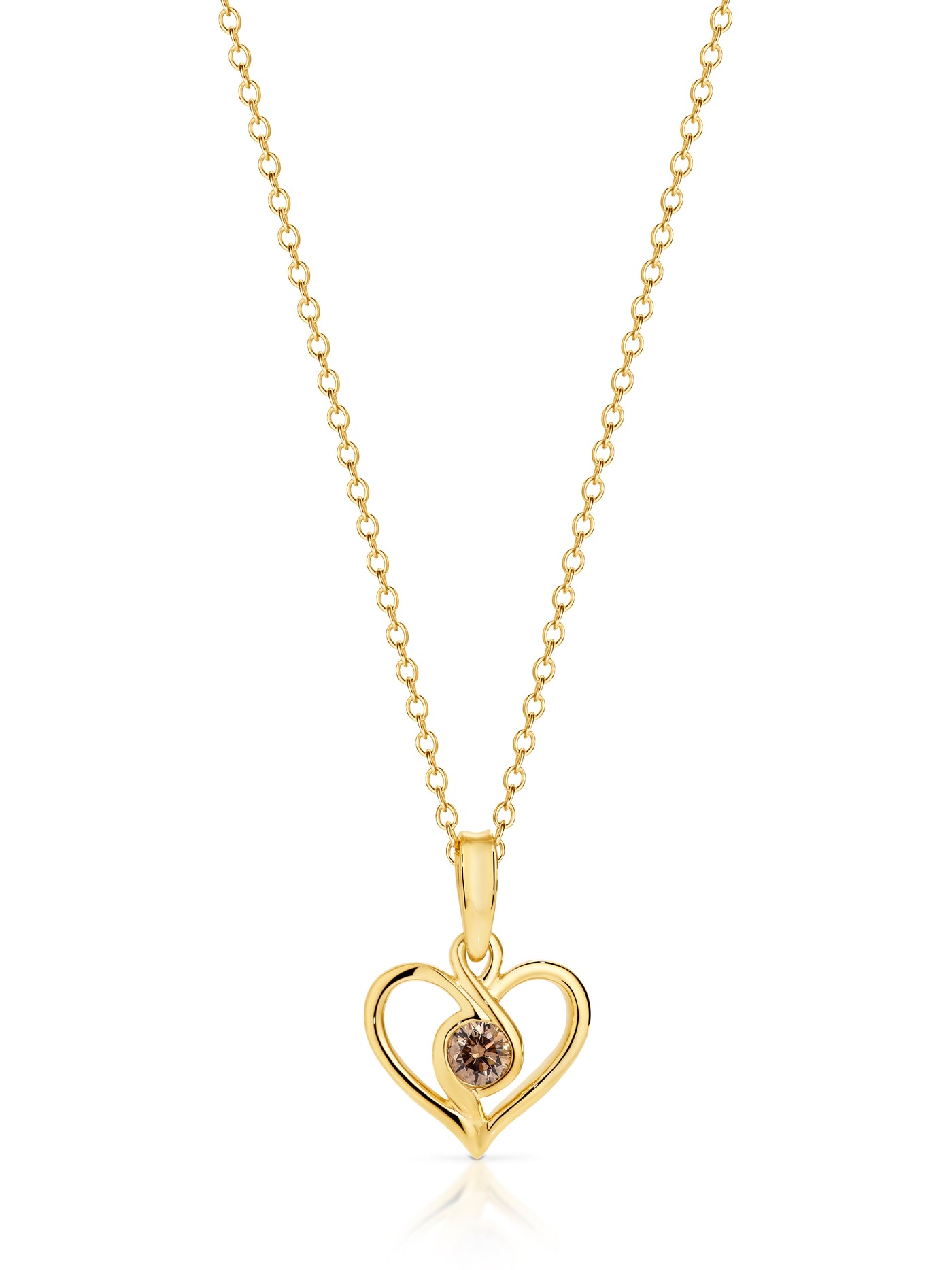 9ct Yellow Gold Chocolate Diamond Heart Pendant