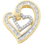 9ct Yellow Gold Double Heart Pendant With 1/4ct Diamonds