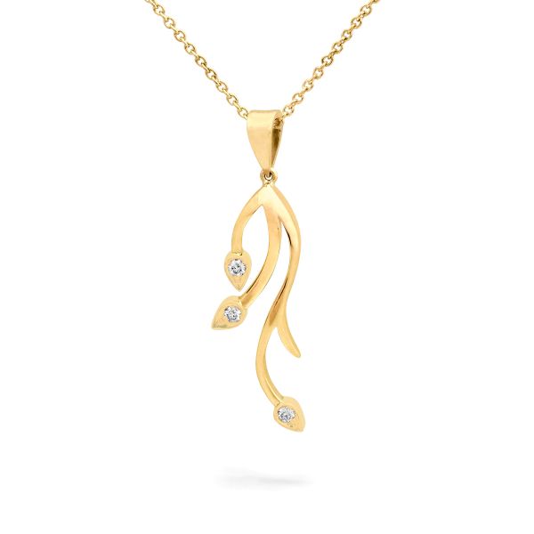 18ct Yellow Gold Diamond Vine Pendant