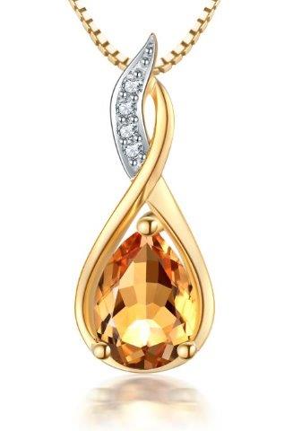 9ct Yellow Gold Citrine & Diamond Pendant