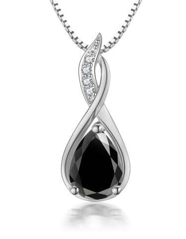 9ct White Gold Black Sapphire & Diamond Pendant