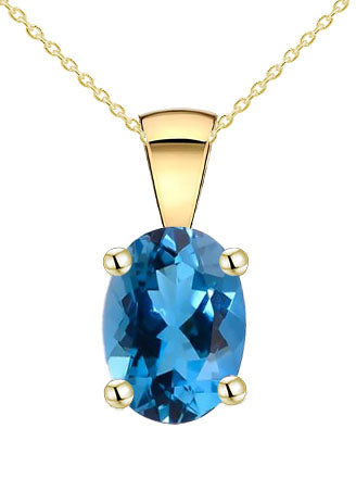 9ct Yellow Gold March Birthstone Pendant